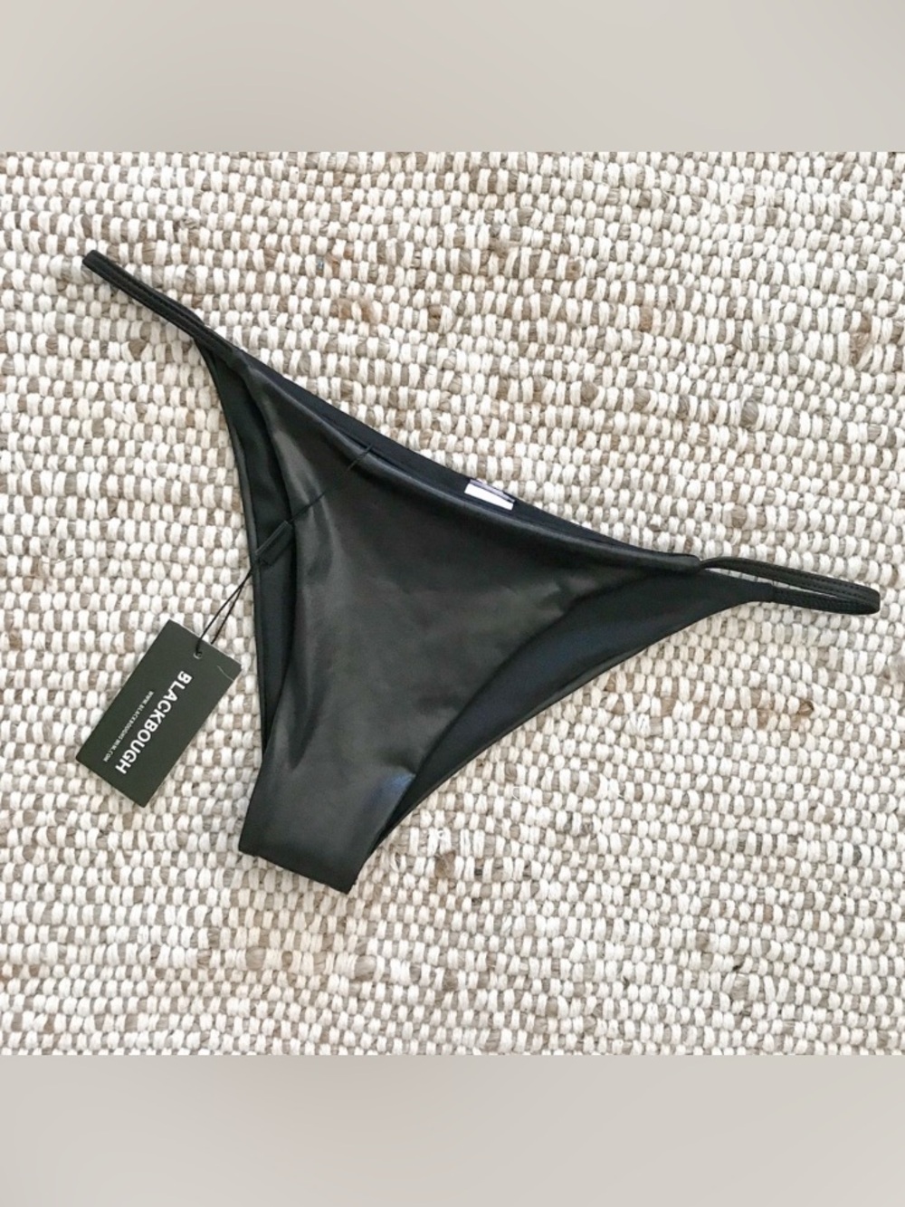 NWT Blackbough Swim String Black Glossy Bikini Bottom
